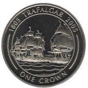 1 Crown - Elizabeth II Naval battle - First shot, United Kingdom, 2005 reverse image