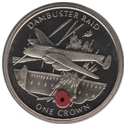 1 Crown - Elizabeth II Dambuster Raids, United Kingdom, 2005 reverse image