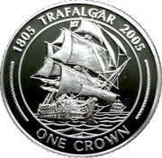1 Crown - Elizabeth II Naval Ship going right, United Kingdom, 2005 reverse image