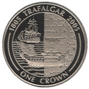 1 Crown - Elizabeth II Funeral Procession, United Kingdom, 2005 reverse image