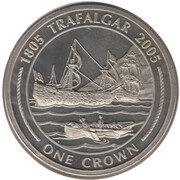 1 Crown - Elizabeth II HMS Victory towed away, United Kingdom, 2005 reverse image