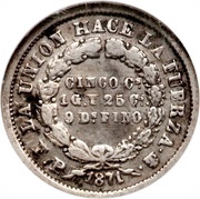5 Centavos, Bolivia, 1871-1872 reverse image