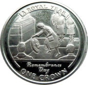 1 Crown - Elizabeth II Queen Elizabeth II laying wreath at the Cenotaph, United Kingdom, 2005 reverse image