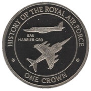 1 Crown - Elizabeth II BAE Harrier GR3, United Kingdom, 2008 reverse image