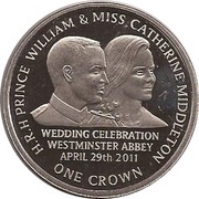 1 Crown - Elizabeth II Royal Wedding, United Kingdom, 2011 reverse image