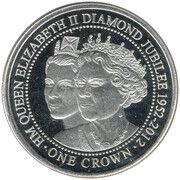 1 Crown - Elizabeth II Diamond Jubilee; Silver Plated, United Kingdom, 2012 reverse image