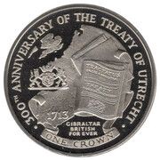 1 Crown - Elizabeth II Treaty of Utrecht, United Kingdom, 2013 reverse image