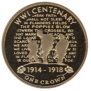 1 Crown - Elizabeth II In Flanders Fields; Gold Plated reverse image