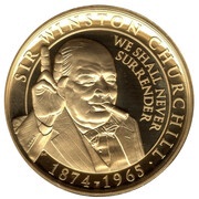 1 Crown - Elizabeth II Sir Winston Churchill; Gold Plated, United Kingdom, 2015 reverse image