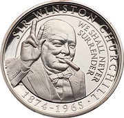 1 Crown - Elizabeth II Sir Winston Churchill; Rose Gold Plated, United Kingdom, 2015 reverse image