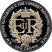 1 Crown - Elizabeth II Longest reign, United Kingdom, 2015 reverse image