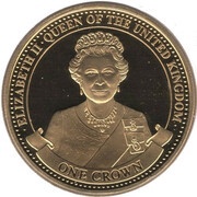 1 Crown - Elizabeth II Queen Elizabeth II, gold plated, United Kingdom, 2017 reverse image