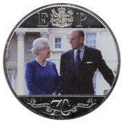 1 Crown - Elizabeth II Platinum Wedding - Millennial Decade; Platinum Plated, United Kingdom, 2017 reverse image