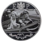 1 Crown - Elizabeth II Platinum Wedding - Silver Decade; Platinum Plated, United Kingdom, 2017 reverse image