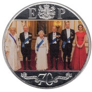 1 Crown - Elizabeth II Platinum Wedding - Platinum Decade; Platinum Plated reverse image