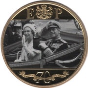 1 Crown - Elizabeth II Platinum Wedding - Silver Decade; Gold Plated, United Kingdom, 2017-2021 reverse image