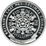 1 Crown - Elizabeth II Two Shillings; Silver Proof, United Kingdom, 2021 reverse image