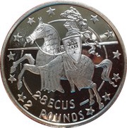 2.8 ECUs / 2 Pounds - Elizabeth II Charlemagne, facing left reverse image