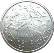 14 ECUs / 10 Pounds - Elizabeth II Charlemagne, facing left, United Kingdom, 1992 reverse image