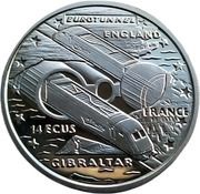 14 ECUs - Elizabeth II Eurotunnel reverse image