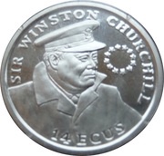 14 ECUs - Elizabeth II Sir Winston Churchill reverse image
