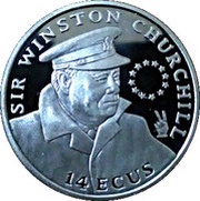 14 ECUs - Elizabeth II Sir Winston Churchill; Piedfort reverse image