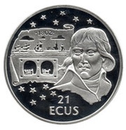 21 ECUs - Elizabeth II Napoleon / Eurotunnel, United Kingdom, 1993 reverse image