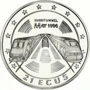 21 ECUs - Elizabeth II Eurotunnel, United Kingdom, 1993 reverse image
