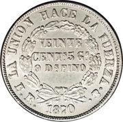 20 Centavos, Bolivia, 1870-1872 reverse image