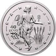 40 ECUs - Elizabeth II Europa sowing seeds reverse image