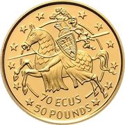 70 ECUs / 50 Pounds - Elizabeth II Charlemagne, facing left, United Kingdom, 1991-1992 reverse image