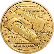 70 ECUs - Elizabeth II Eurotunnel, United Kingdom, 1993 reverse image