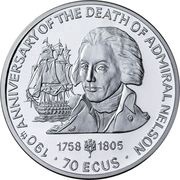 70 ECUs - Elizabeth II Nelson and HMS Victory reverse image