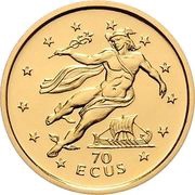 70 ECUs - Elizabeth II Mercury, Roman god of trade and communication, United Kingdom, 1995 reverse image