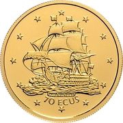 70 ECUs - Elizabeth II HMS Victory, United Kingdom, 1996 reverse image