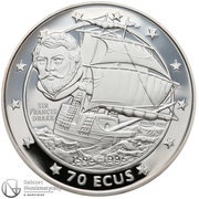 70 ECUs - Elizabeth II Sir Francis Drake and Golden Hind, United Kingdom, 1996 reverse image