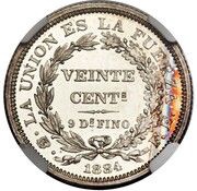 20 Centavos Pattern, Bolivia, 1884 reverse image