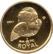 1⁄25 Royal - Elizabeth II Cherub Angel; Gold, United Kingdom, 1999 reverse image