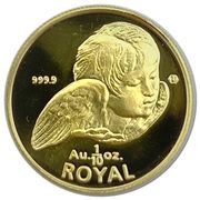 ⅒ Royal - Elizabeth II Cherub Angel; Gold, United Kingdom, 1999 reverse image