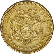 20 Centavos error - Medio Boliviano; Brass Pattern obverse image