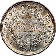 20 Centavos, Bolivia, 1909 reverse image
