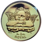 ⅕ Royal - Elizabeth II Cherub with crossed arms; Gold, United Kingdom, 2003 reverse image
