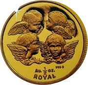 ½ Royal - Elizabeth II 4 Cherub Angels; Gold, United Kingdom, 1999 reverse image