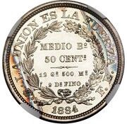 ½ Boliviano / 50 Centavos Pattern, Bolivia, 1884 reverse image