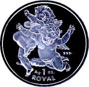 1 Royal - Elizabeth II Cherubs; Silver Proof reverse image