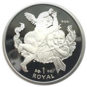 1 Royal - Elizabeth II Two Cherubs; Silver Proof reverse image