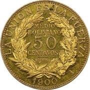 ½ Boliviano / 50 Centavos Pattern, Bolivia, 1900 reverse image