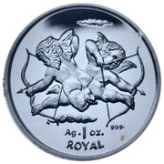 1 Royal - Elizabeth II Two cherubs shooting arrows; Silver Proof, United Kingdom, 2002 reverse image