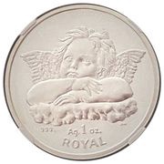 1 Royal - Elizabeth II Cherub with crossed arms; Silver, United Kingdom, 2003 reverse image