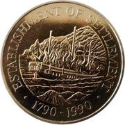 1 Dollar - Elizabeth II Establishment of Settlement, United Kingdom, 1990 reverse image